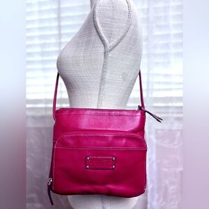 Tignanello Red Pebble Leather Crossbody Organizer Purse